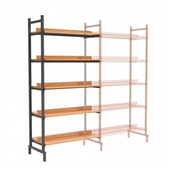 Bibliotheksregal 200 cm hoch, Anbauteil, 98x50 cm (B/T) doppelseitig, 